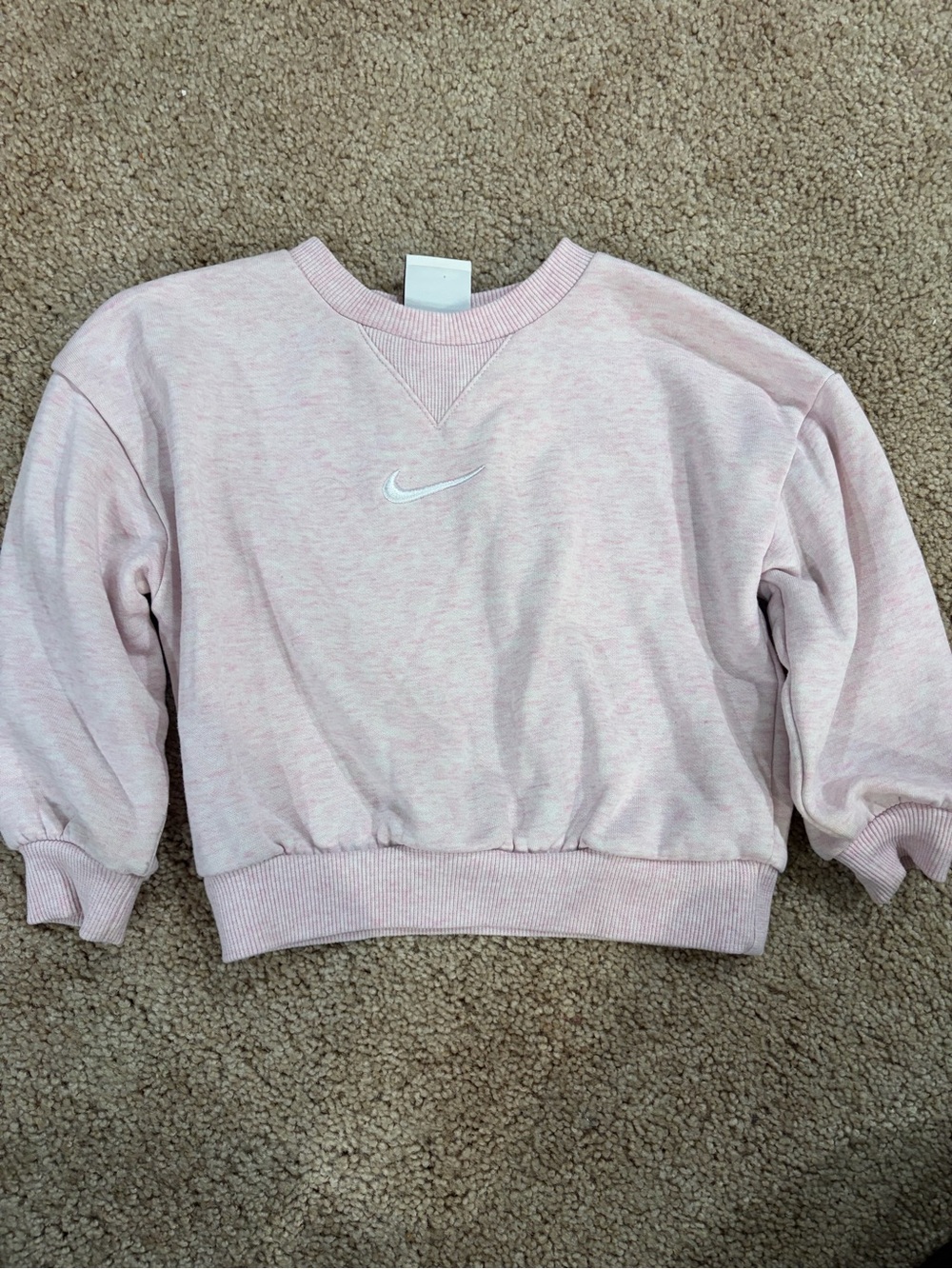 Nike Kids Pale Pink Crewneck Cropped Sweatshirt